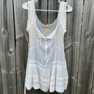 Free People Dress | Sheet Cream Lacy Mini Dress